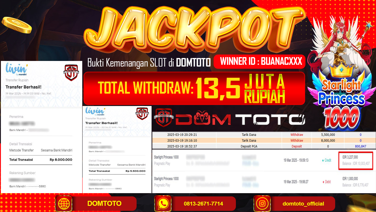 JACKPOT SLOT STARLLIGHT PRINCES 1000 19 MARET 2025